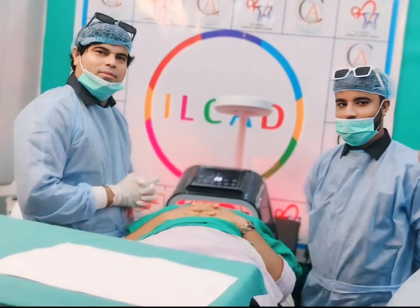 Dentist with patient